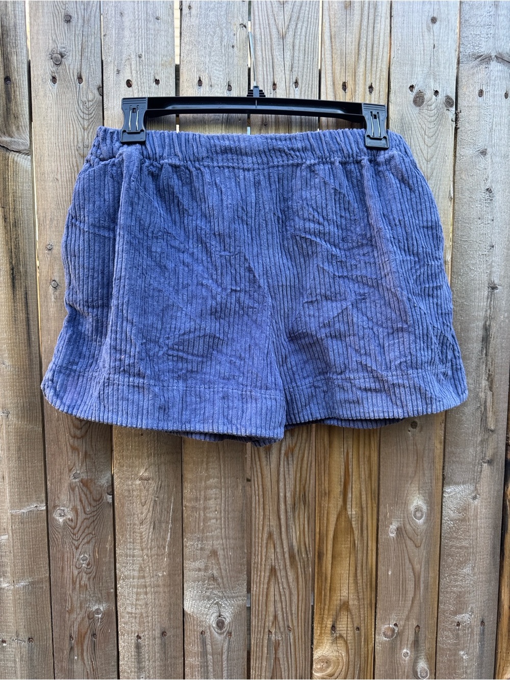 Heavy Manners Corduroy High-Waist Pull-On Shorts in Blue